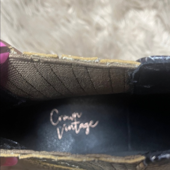 Crown Vintage Snake-Print Ankle Boots in Black, Tan & Cream - Picture 5 of 6